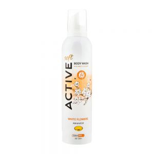 اسپری شامپو بدن فوم اکتیو Active مدل White Flowers حاوی روغن بادام حجم 250 میل