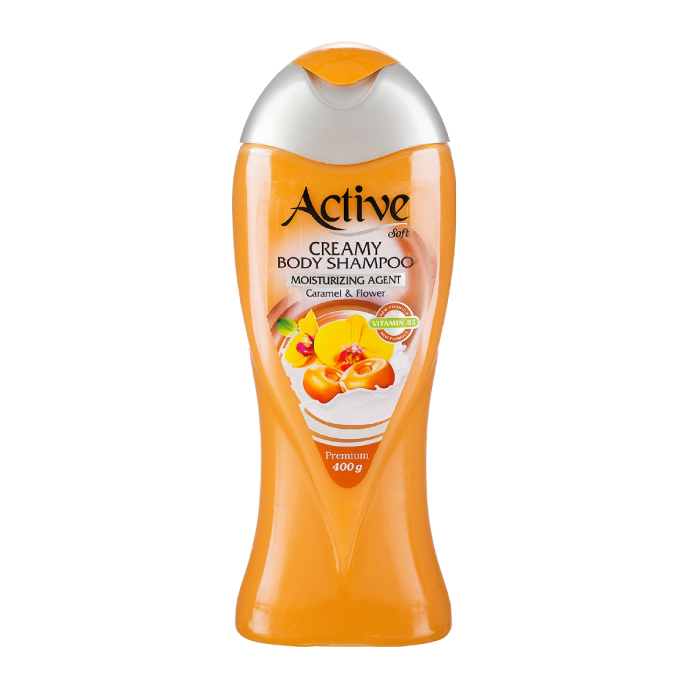 شامپو بدن کرمی اکتیو Active مدل Caramel And Flower حاوی عصاره کارامل و گل وزن 400 گرم