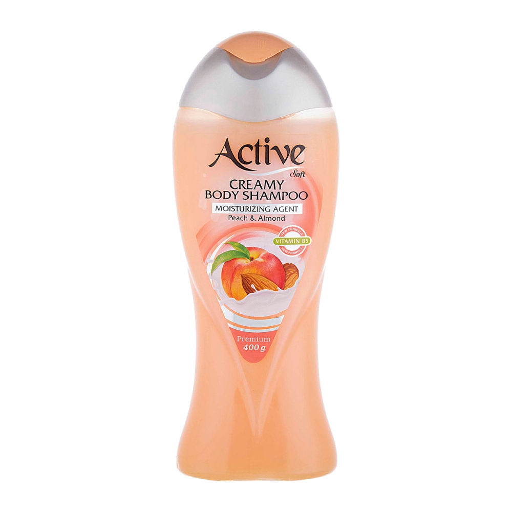 شامپو بدن کرمی اکتیو Active مدل Peach And Almond حاوی عصاره هلو و بادام وزن 400 گرم