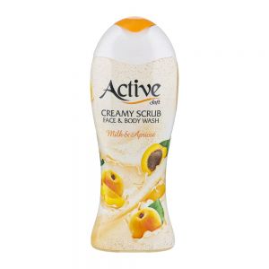 شامپو بدن و صورت اسکراب اکتیو Active مدل Milk And Apricot شیر و زرد آلو حجم 400 میل