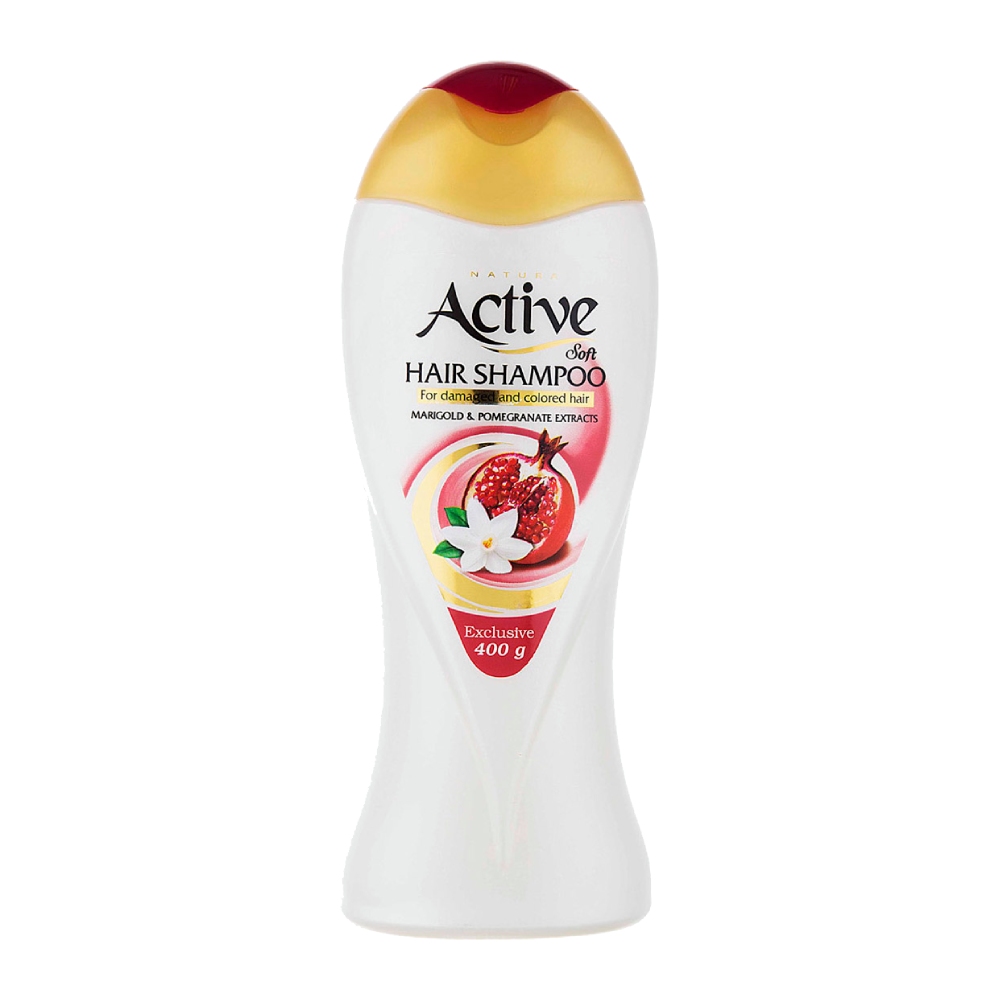 شامپو موی سر اکتیو Active مدل Marigold And Pomegranate مناسب موهای آسیب دیده و رنگ شده وزن 400 گرم