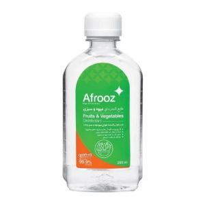 مایع گندزدای میوه و سبزی افروز Afrooz سازگار با سلامت انسان حجم 250 میل