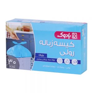 کیسه زباله رولی بادوک Badook سایز بزرگ 80x65 بسته 30 عددی