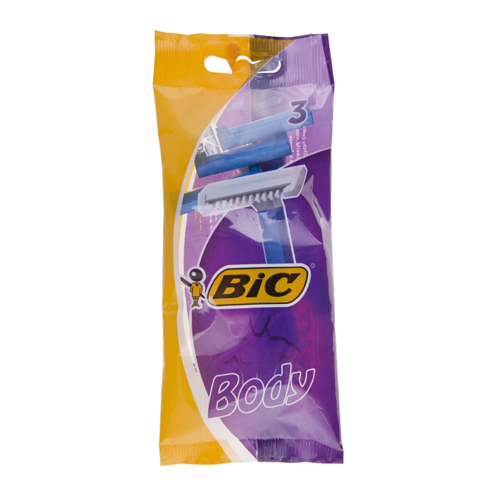 خودتراش یکبار مصرف بیک Bic مدل Body مناسب استفاده آقایان بسته 3 عددی