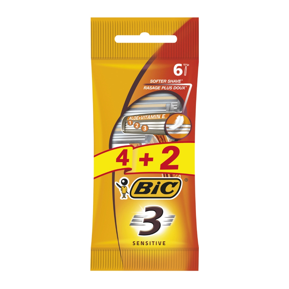 خودتراش بیک Bic مدل Sensitive جلوگیری از ایجاد حساسیت بسته 6 عددی