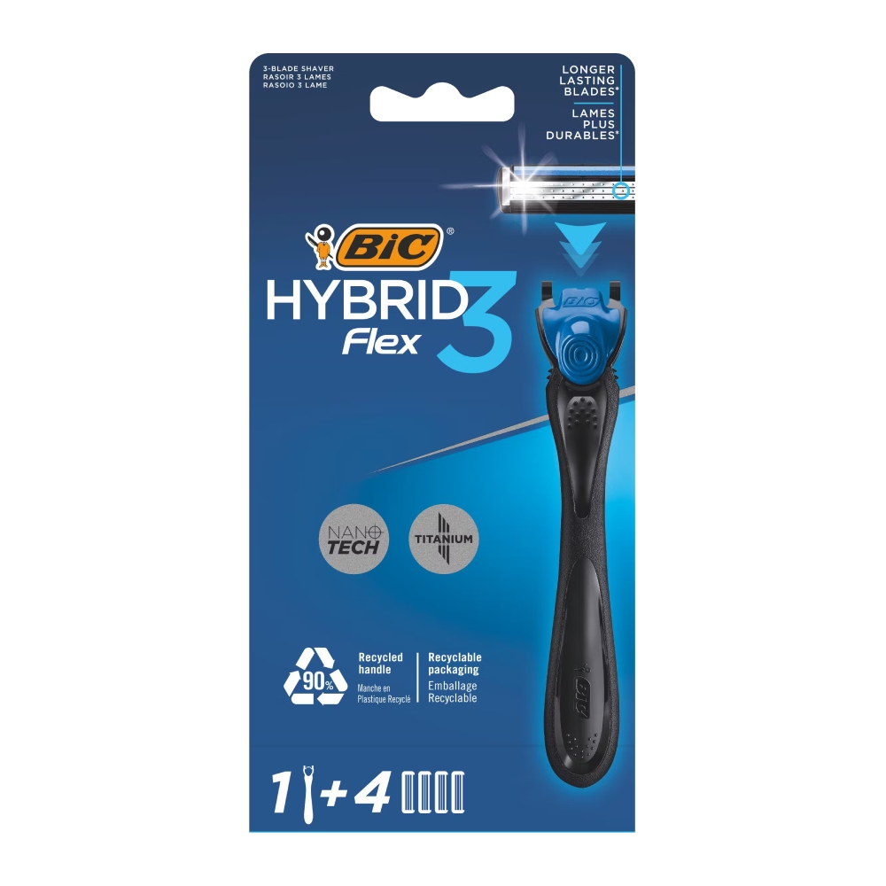 خودتراش بیک Bic مدل Flex 3 Hybrid یک دسته و 4 عدد تیغ