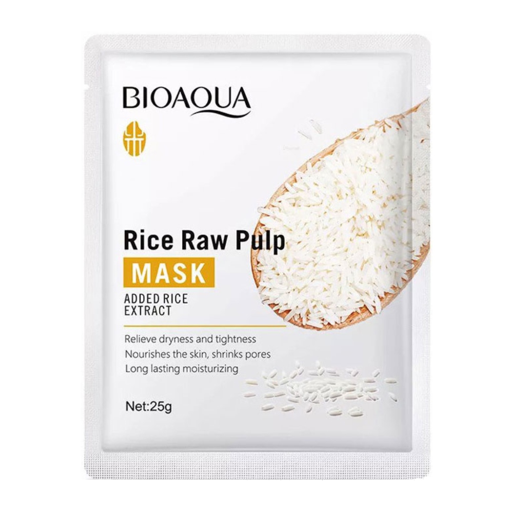 ماسک صورت ورقه ای Bioaqua مدل Rice Raw Pulp حاوی عصاره برنج وزن 25 گرم