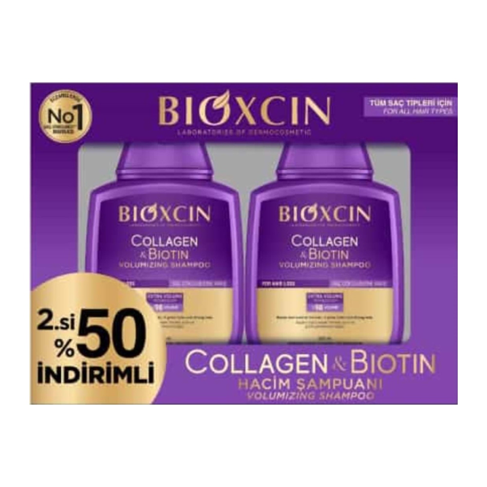 شامپو حجم دهنده و ضد ریزش موی سر Bioxcin مدل Collagen And Biotin حجم 600 میل