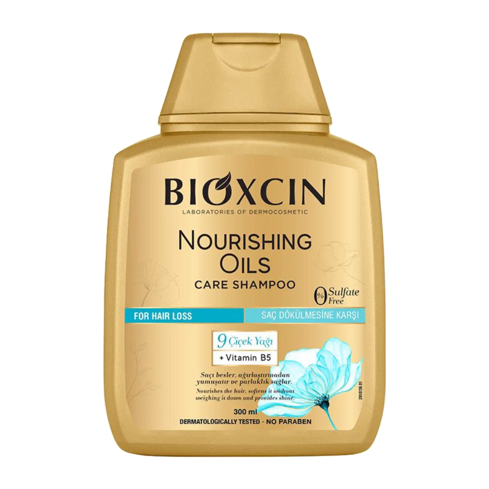 شامپو تغذیه کننده مو Bioxcin مدل Nourishing Oils مناسب موهای خشک و آسیب دیده حجم 300 میل