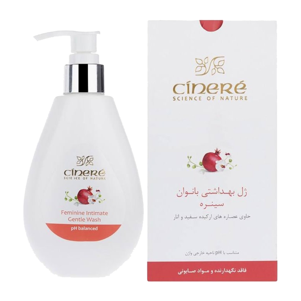 ژل بهداشتی بانوان سینره Cinere مدل Pomegranate تنظیم کننده PH حجم 180 میل