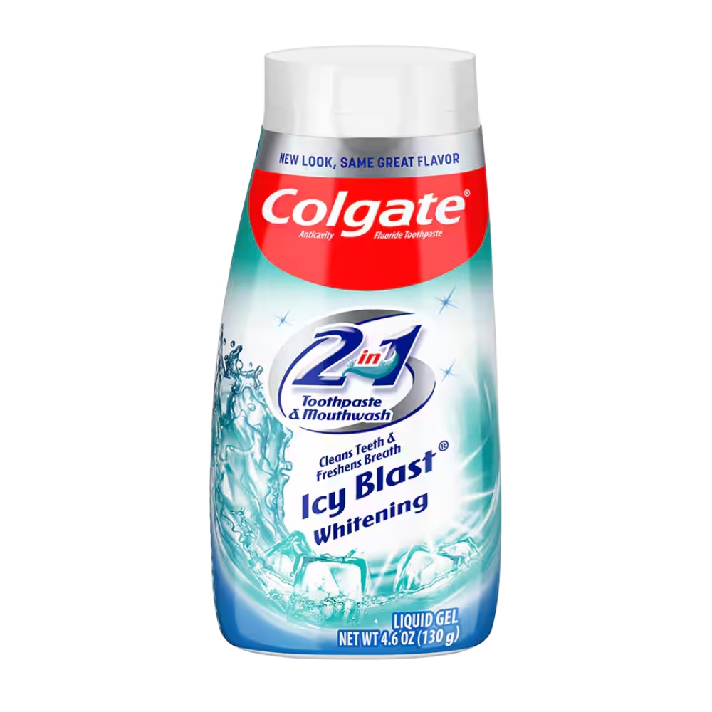 خمیردندان دو در یک Colgate مدل Icy Blast حاوی دهانشویه حجم 130 گرم