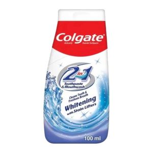 خمیر دندان سفید کننده Colgate مدل Whitening حاوی دهانشویه حجم 100 میل