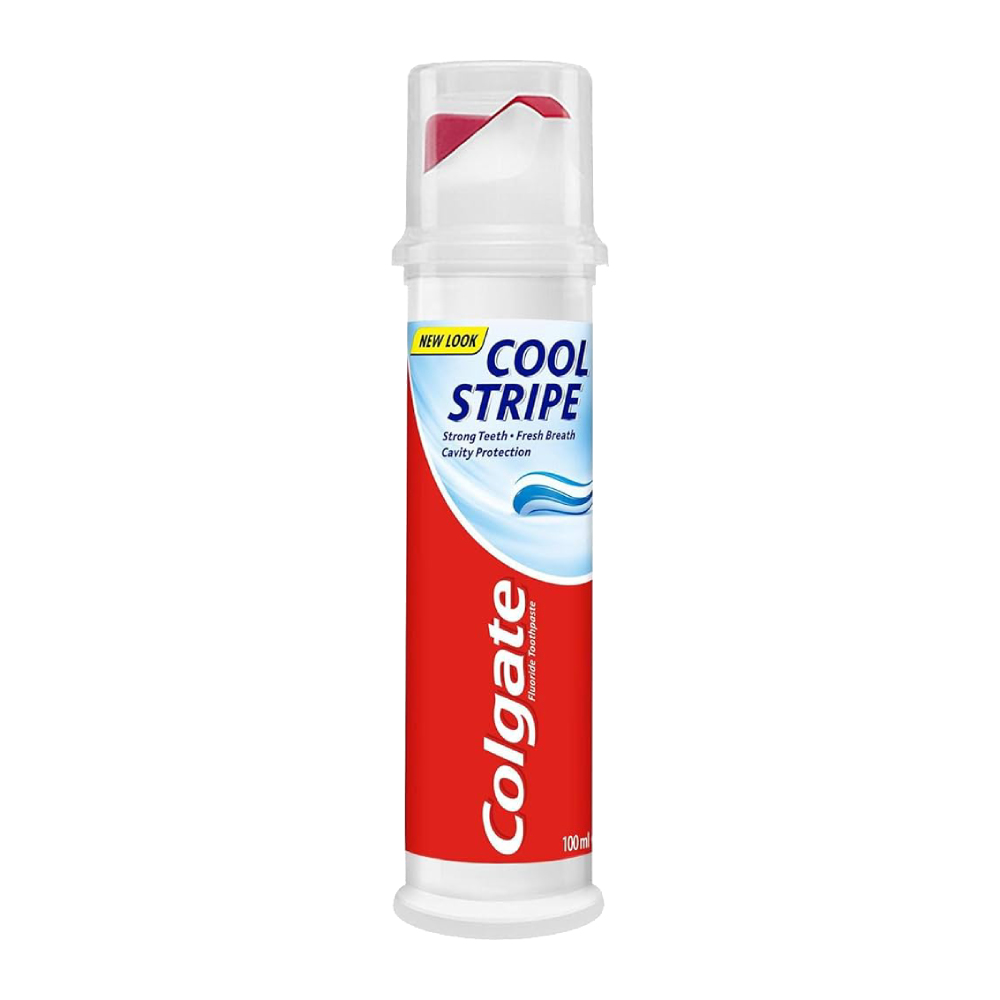 خمیر دندان پمپی کلگیت Colgate مدل Cool Stripe استفاده آسان حجم 100 میل