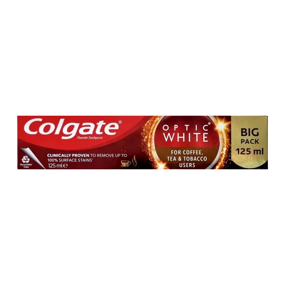 خمیر دندان سفید کننده Colgate مدل Optic White رفع زردی دندان حجم 125 میل