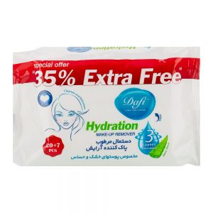 دستمال مرطوب پاک کننده آرایش دافی Dafi مدل Hydration بسته 27 عددی