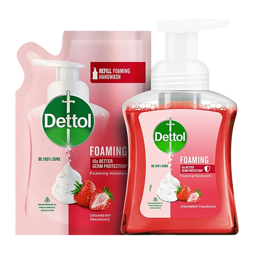 مایع دستشویی دتول Dettol مدل Strawberry به همراه Refill حجم 250 میل