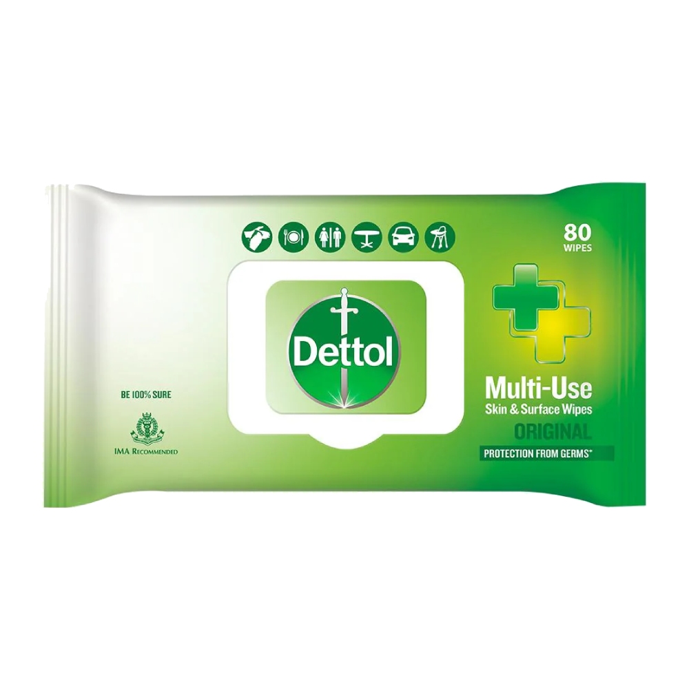 دستمال مرطوب دتول Dettol مدل Original مناسب پوست و سطوح بسته 80 عددی