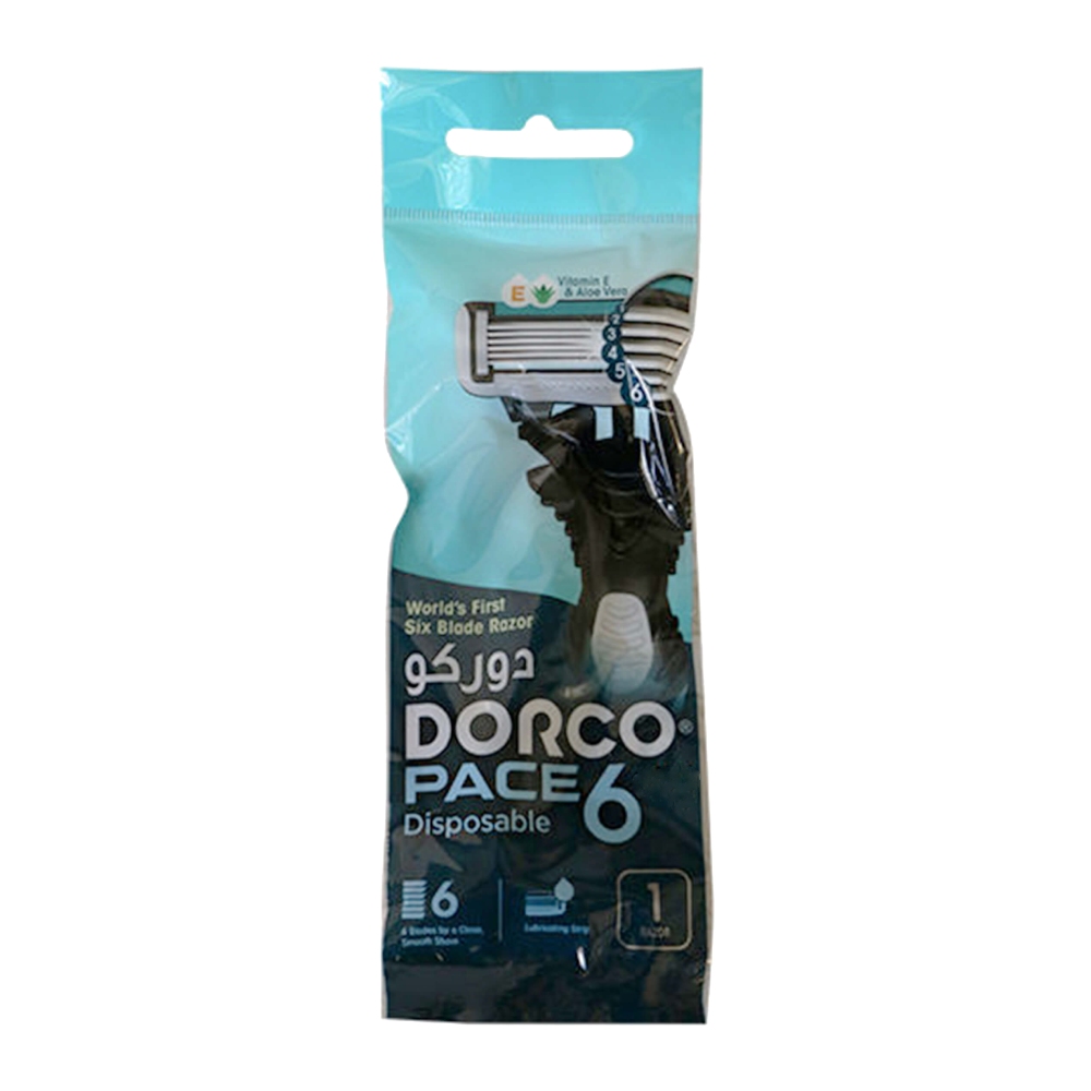 خودتراش یکبار مصرف دورکو Dorco مدل Pace 6 تیغ شش لبه بسته 6 عددی