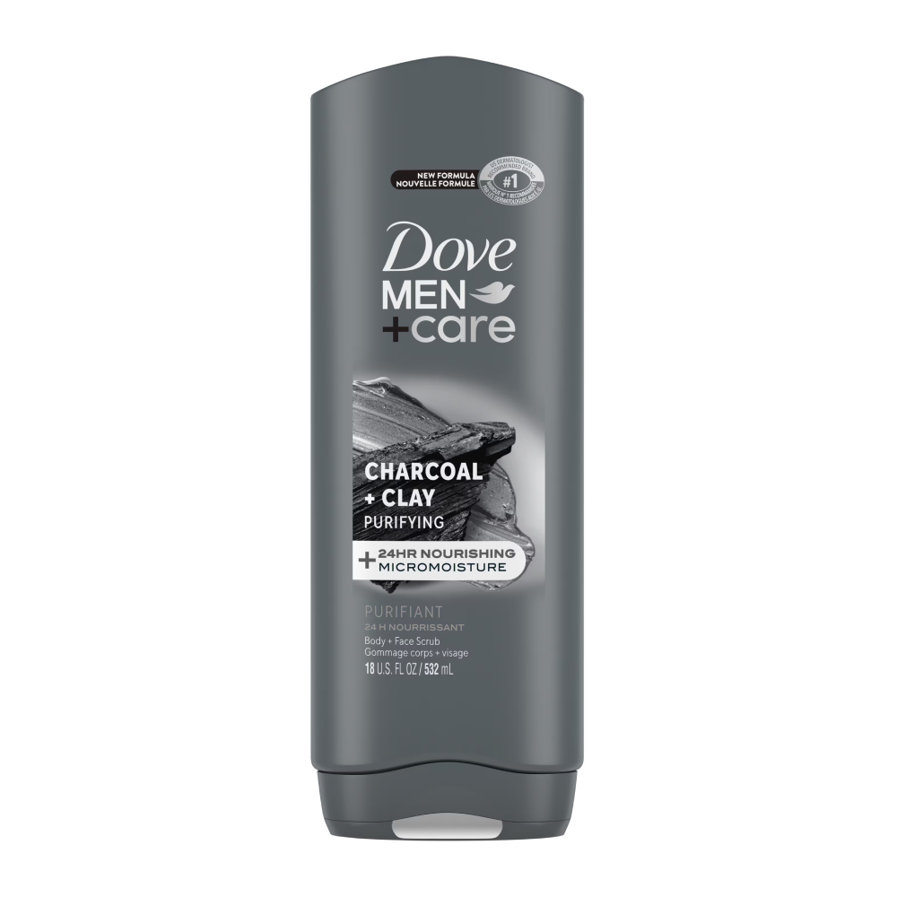 شامپو بدن و صورت داو Dove سری  Men + Care مدل Charcoal + Clay حجم 532 میل