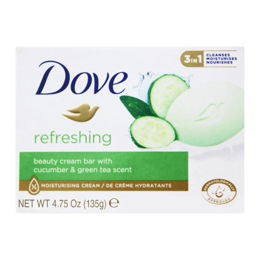 صابون دست و صورت Dove مدل Refreshing حاوی عصاره خیار و چای سبز وزن 135 گرم