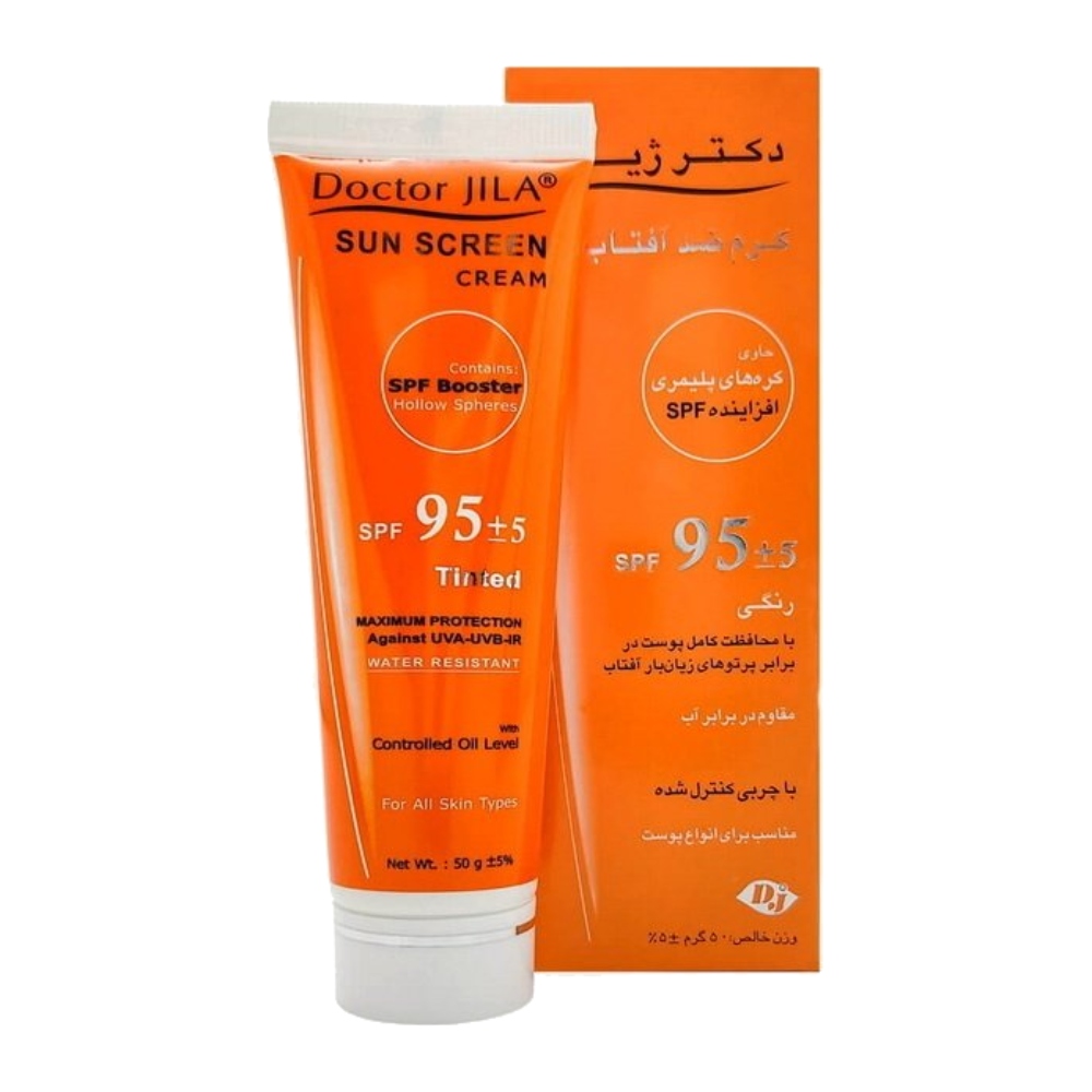 کرم ضد آفتاب رنگی دکتر ژیلا Dr Jila حاوی SPF95 مناسب انواع پوست وزن 50 گرم