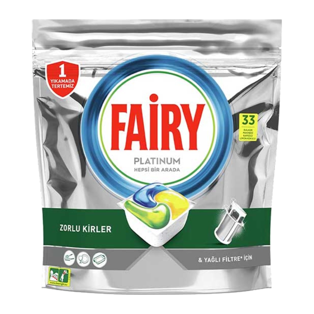 قرص ماشین ظرفشویی Fairy سری Platinum همه کاره بسته 33 عددی