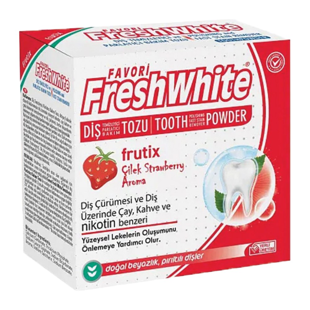 پودر سفید کننده دندان Fresh White مدل Fruitix حاوی عصاره توت فرنگی وزن 50 گرم