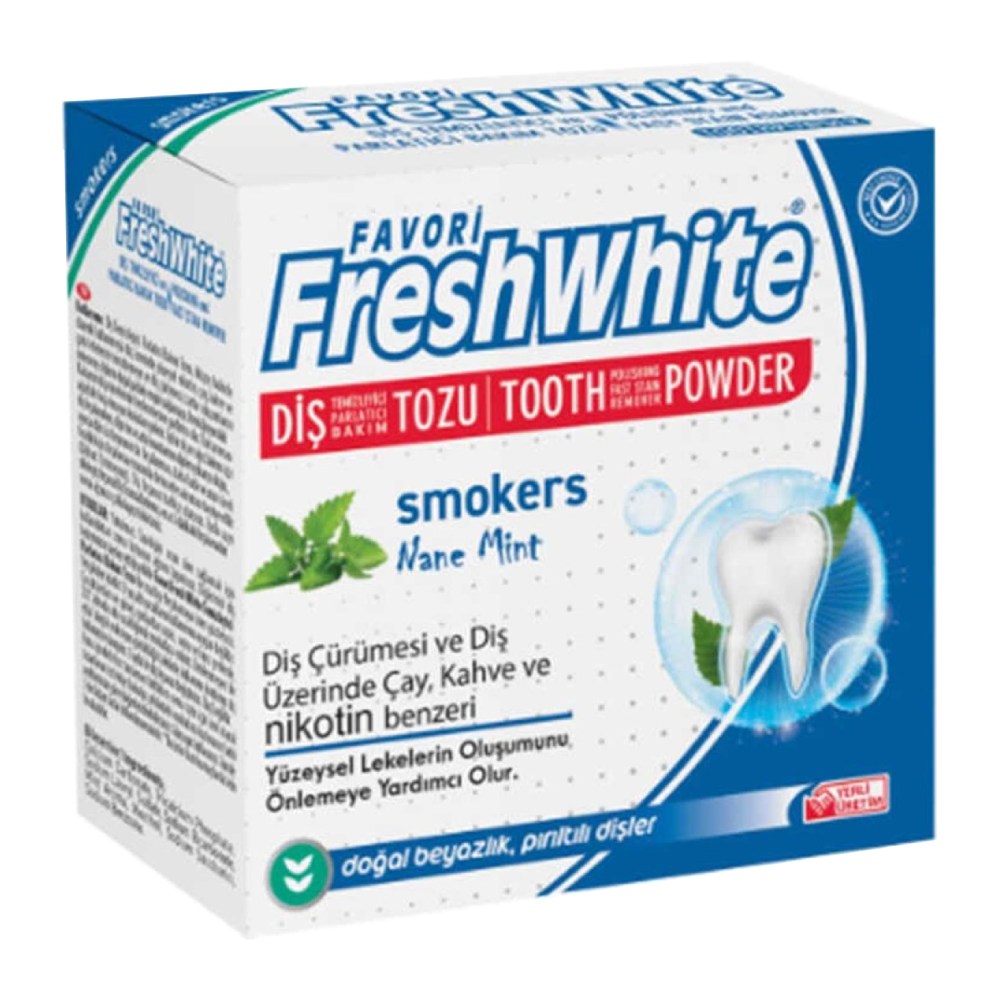 پودر سفید کننده دندان Fresh White مدل Smokers حاوی عصاره نعنا وزن 50 گرم