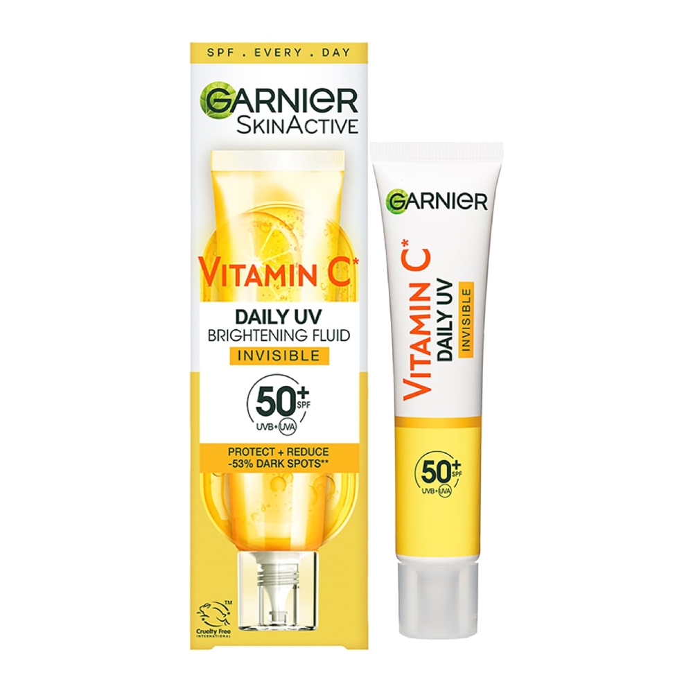 ضد آفتاب بی رنگ گارنیه Garnier مدل Vitamin C حاوی SPF50 حجم 40 میل