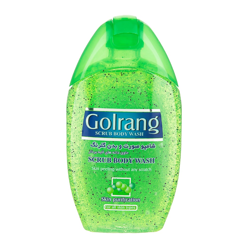 شامپو بدن و صورت اسکراب گلرنگ Golrang مدل Scrub Green وزن 280 گرم