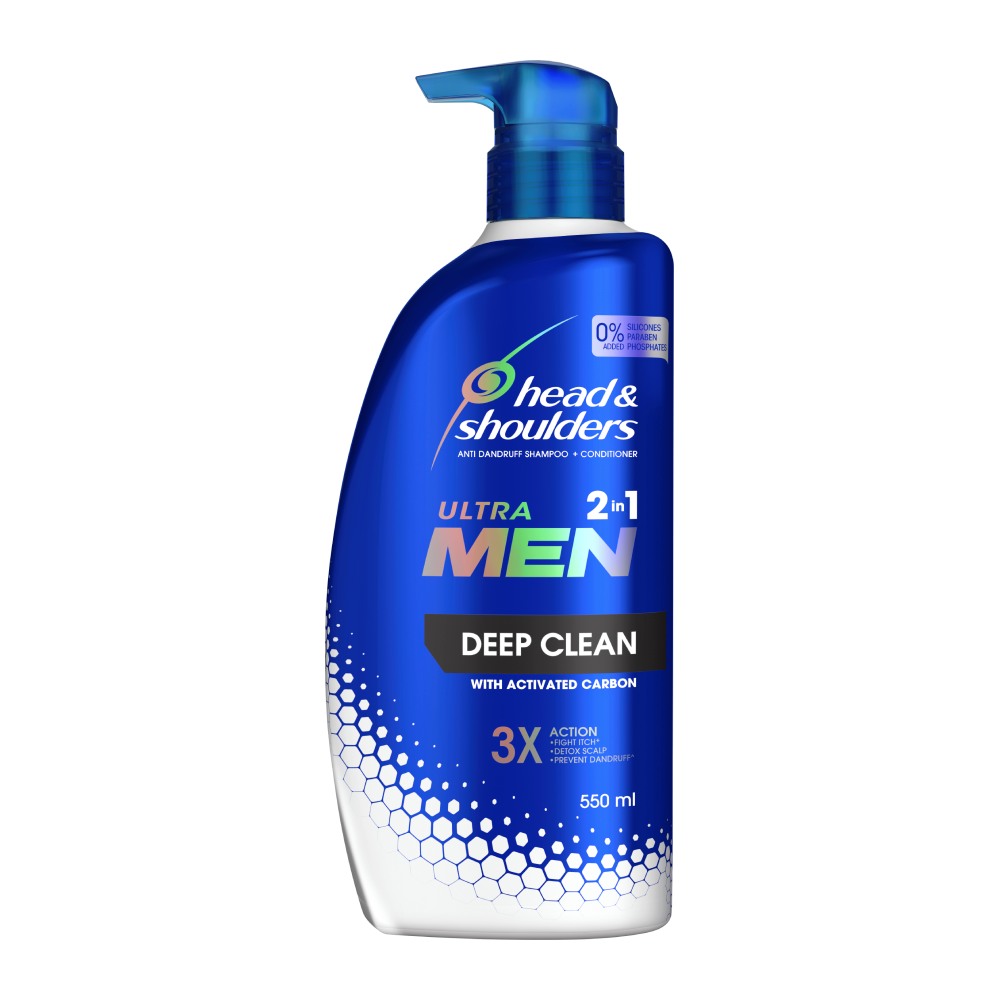 شامپو ضد شوره مردانه Head And Shoulders مدل Deep Clean حاوی ذغال فعال حجم 550 میل