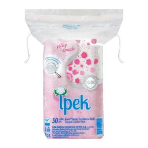 پد آرایش پاک کن مربعی Ipek مدل Soft Square تهیه شده از پنبه خالص بسته 50 عددی