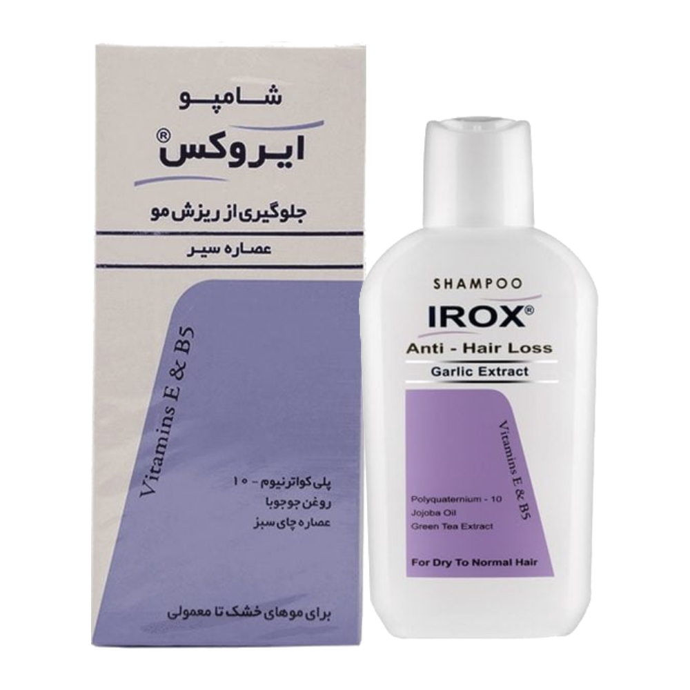 شامپو ضد ریزش مو ایروکس Irox مدل Garlic حاوی عصاره سیر وزن 200 گرم