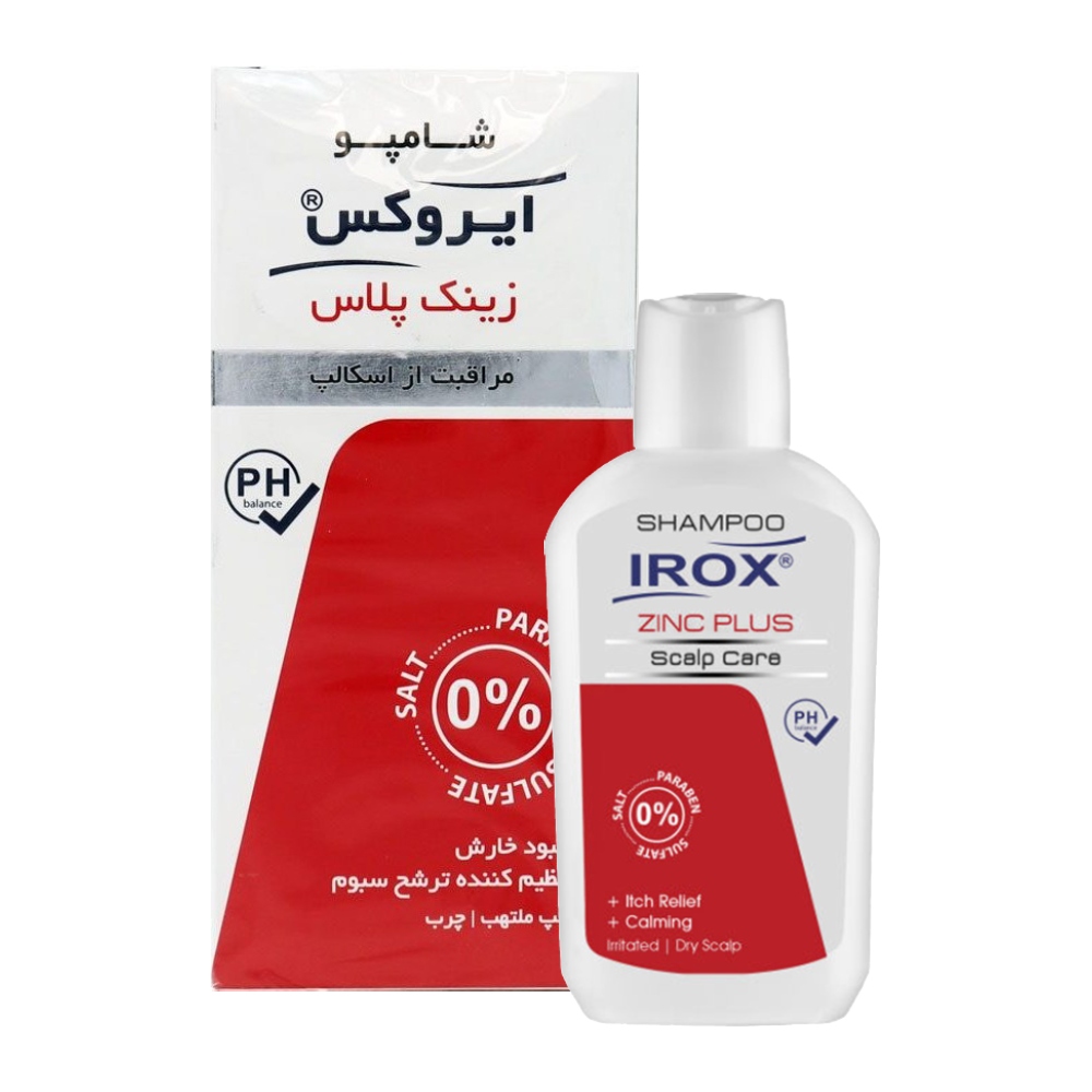 شامپو مو ایروکس Irox مدل Zinc Plus مناسب اسکالپ ملتهب و چرب وزن 200 گرم