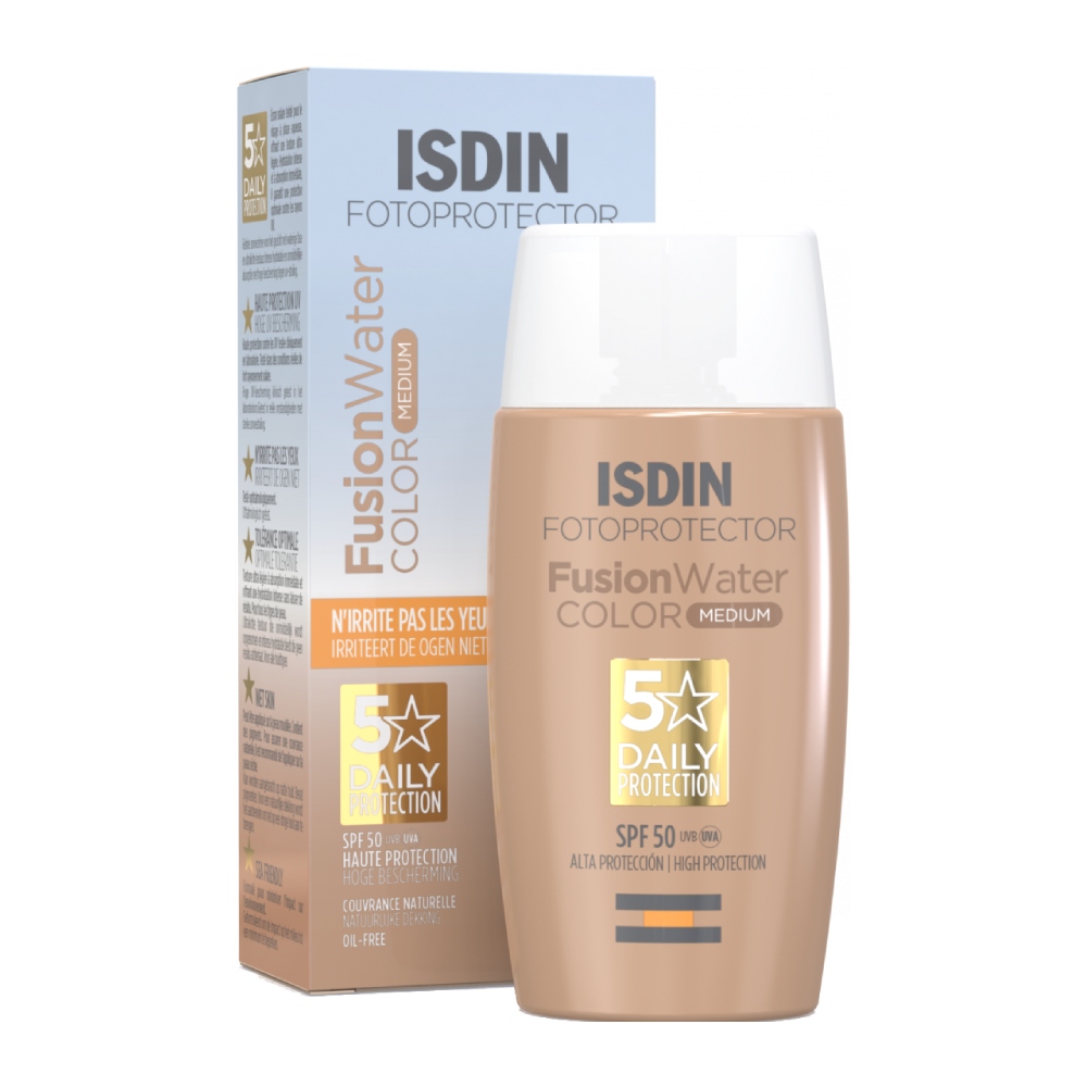 کرم ضد آفتاب رنگی Isdin مدل Fusion Water Color حاوی SPF 50 حجم 50 میل