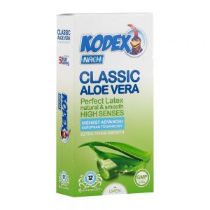 کاندوم کدکس Kodex مدل Classic Aloe Vera نازک و مقاوم بسته 12 عددی