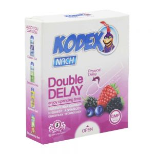 کاندوم تاخیری کدکس Kodex مدل Double Delay رایحه میوه ای بسته 3 عددی