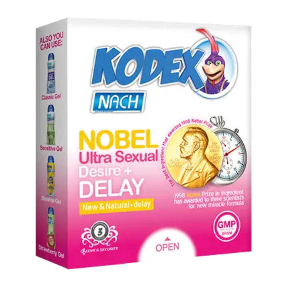 کاندوم تاخیری کدکس Kodex مدل Nobel تحریک کننده و تاخیری بسته 3 عددی