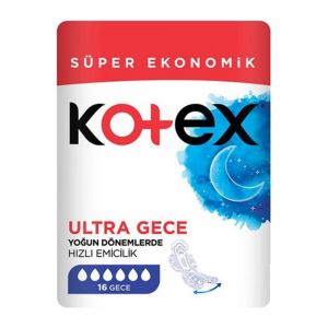 نوار بهداشتی Kotex سری Super Economy مدل Ultra Night مناسب استفاده در شب بسته 16 عددی