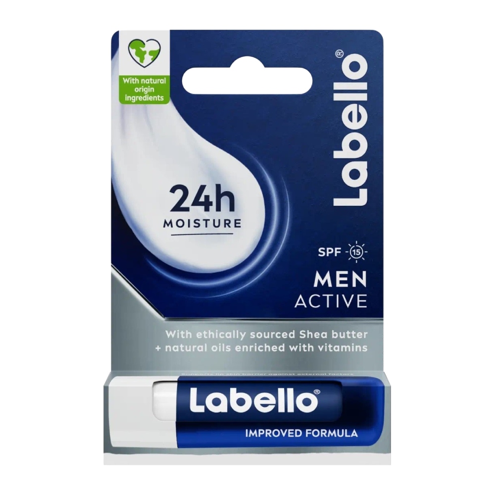 بالم لب Labello مدل Men Active مناسب استفاده آقایان وزن 4.8 گرم