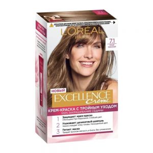 کیت رنگ مو لورآل L'Oreal سری Excellence شماره 7.1 پایه رنگ بلوند خاکستری