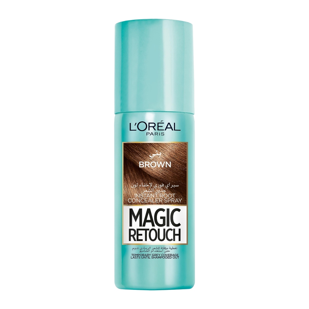 اسپری کانسلیر رنگ مو لورآل L'Oreal سری Magic Retouch مدل Brown رنگ قهوه ای حجم 75 میل