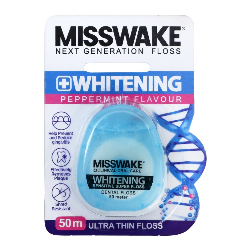 نخ دندان میسویک Misswake مدل Whitening با طعم نعنا تند طول 50 متر