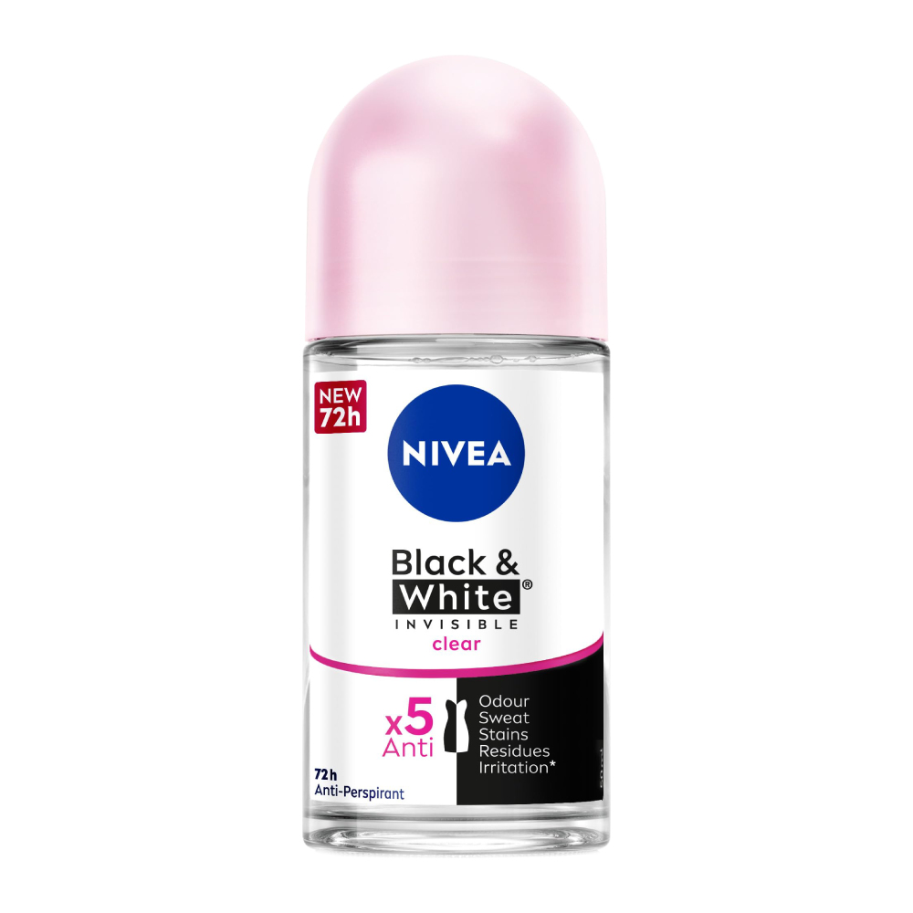 مام رول زنانه نیوآ Nivea مدل Black And White Invisible Clear حجم 50 میل