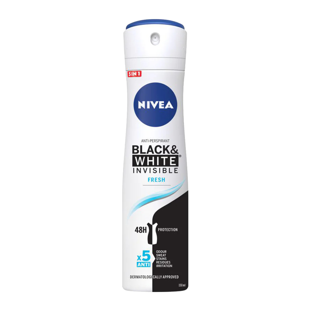 اسپری بدن زنانه نیوآ Nivea مدل Black And White Invisible Fresh حجم 150 میل