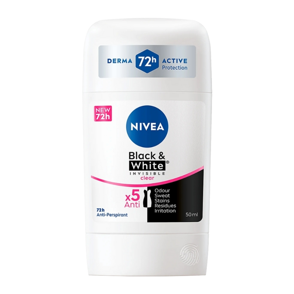 استیک ضد تعریق زنانه نیوآ Nivea سری Black And White مدل Clear حجم 50 میل