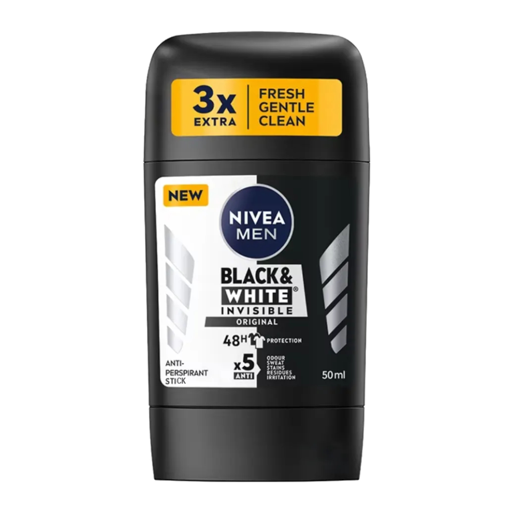 استیک ضد تعریق مردانه نیوآ Nivea مدل Black And White Invisible حجم 50 میل