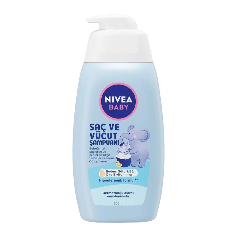 شامپو سر و بدن کودک نیوآ Nivea مدل Sac Ve Vucut حاوی عصاره بادام حجم 500 میل