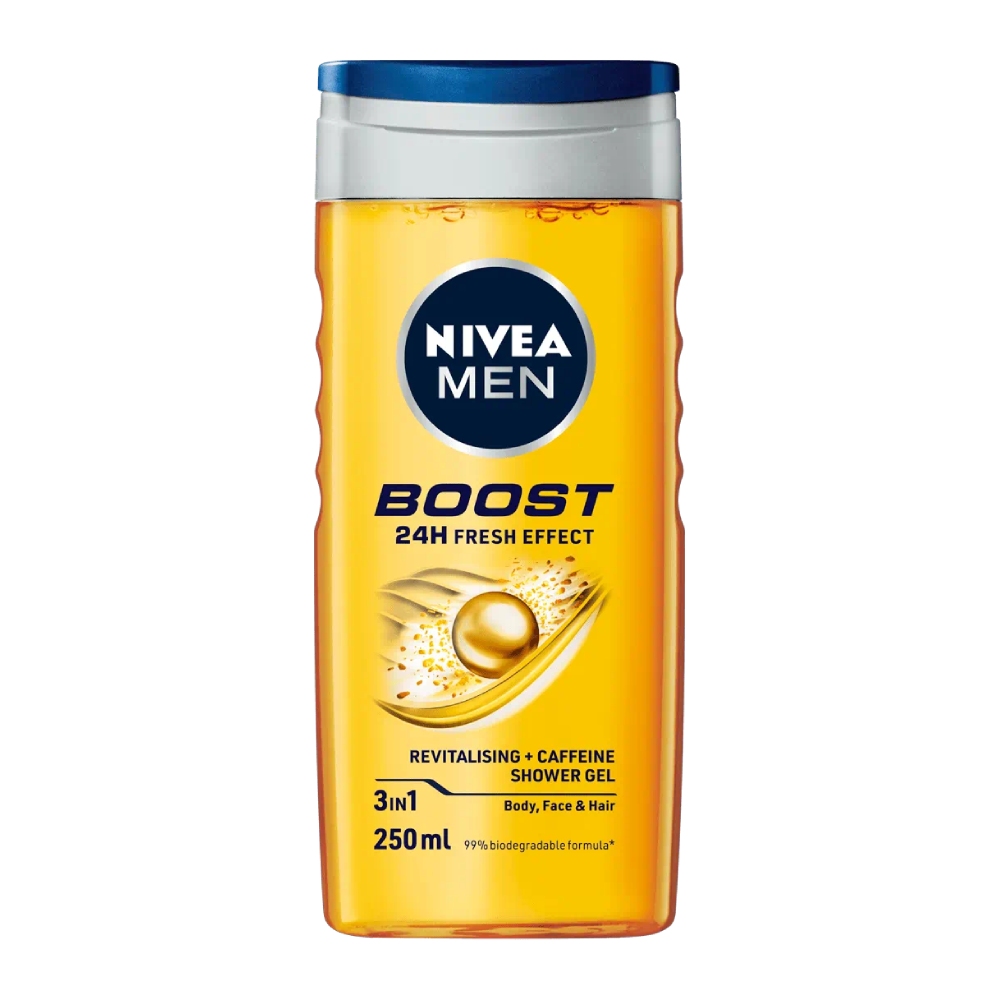 شامپو سر و بدن مردانه نیوآ Nivea مدل Boost حاوی کافئین حجم 250 میل