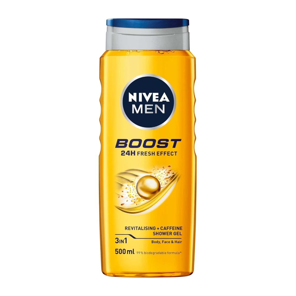 شامپو سر و بدن مردانه نیوآ Nivea مدل Boost حاوی کافئین حجم 500 میل